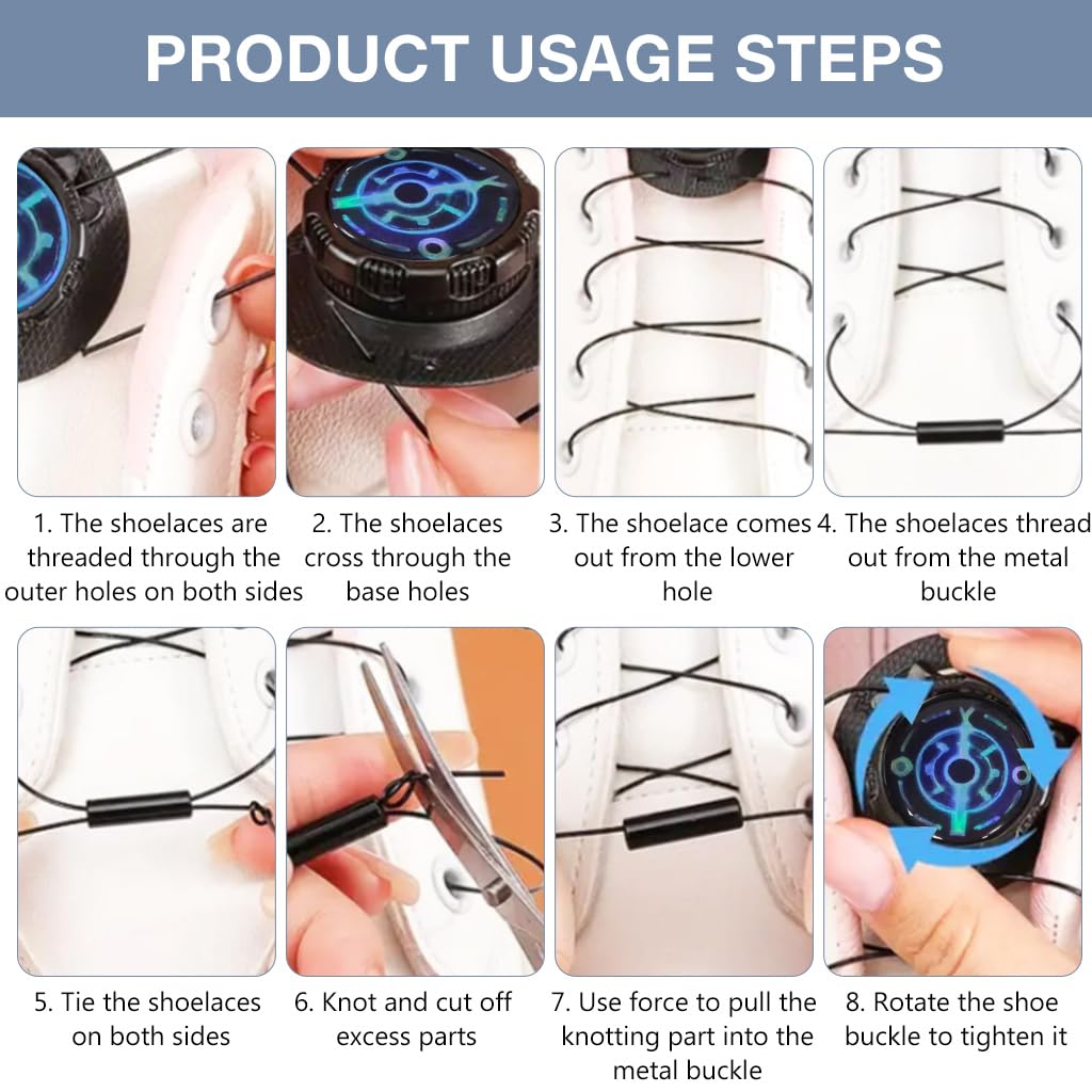 PALAY® Elastic No-tie Shoelaces Swivel Lock Lace for Kids Adjustable Tension Shoelaces Fashion Steel Wire Shoe Laces Alternative Shoe Laces for Sneakers, Athletic Shoes, Hiking Boots