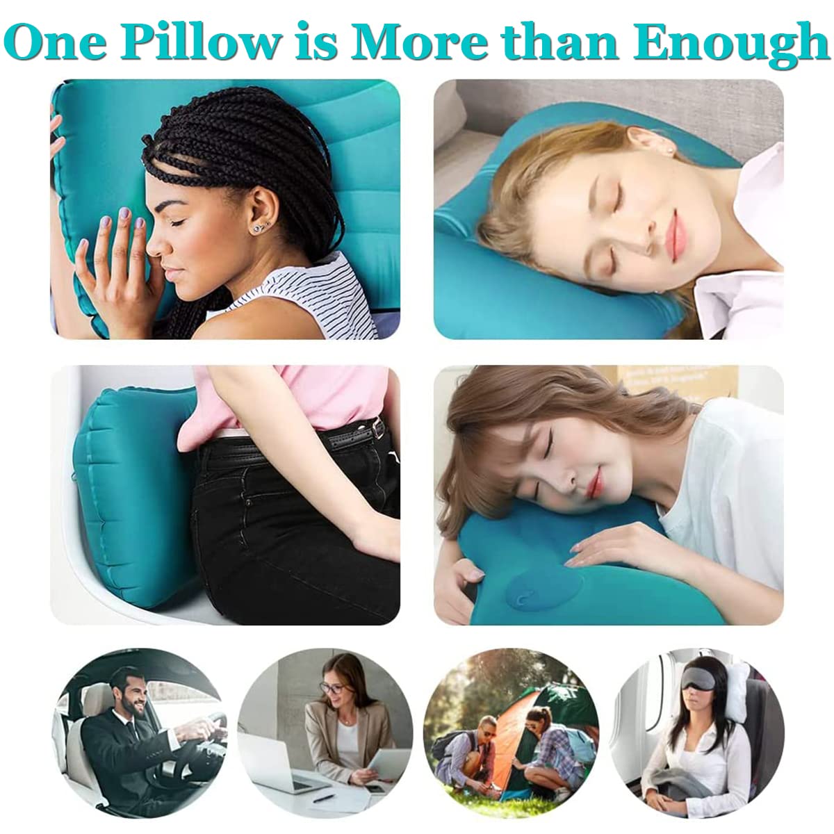 PALAY Inflatable Camping Pillow for Travel and Hiking with Built In Hand Pump | Soft Flocking Support