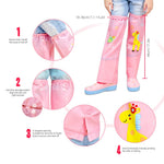 PALAY Rainboot Cover for Girls with Elastic Closure featuring 17.3 in EVA Waterproof Gaiters | Cartoon Print Pink