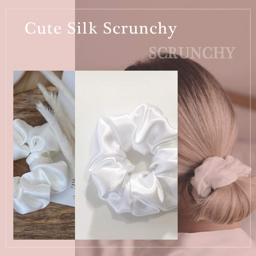 PALAY® 10pcs Silk Satin Scrunchy Scrunchies for Girls Women, 12 Color Hair Ties Elastic Hair Band for Ponytails, Twists