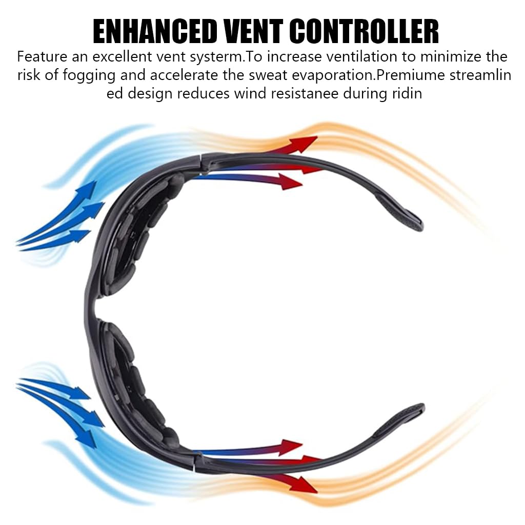 PALAY Riding Goggles for Cycling and Motorcycle Use with 3 Lens & Adjustable Elastic Belt | UV400 Anti Fog Protection for Men