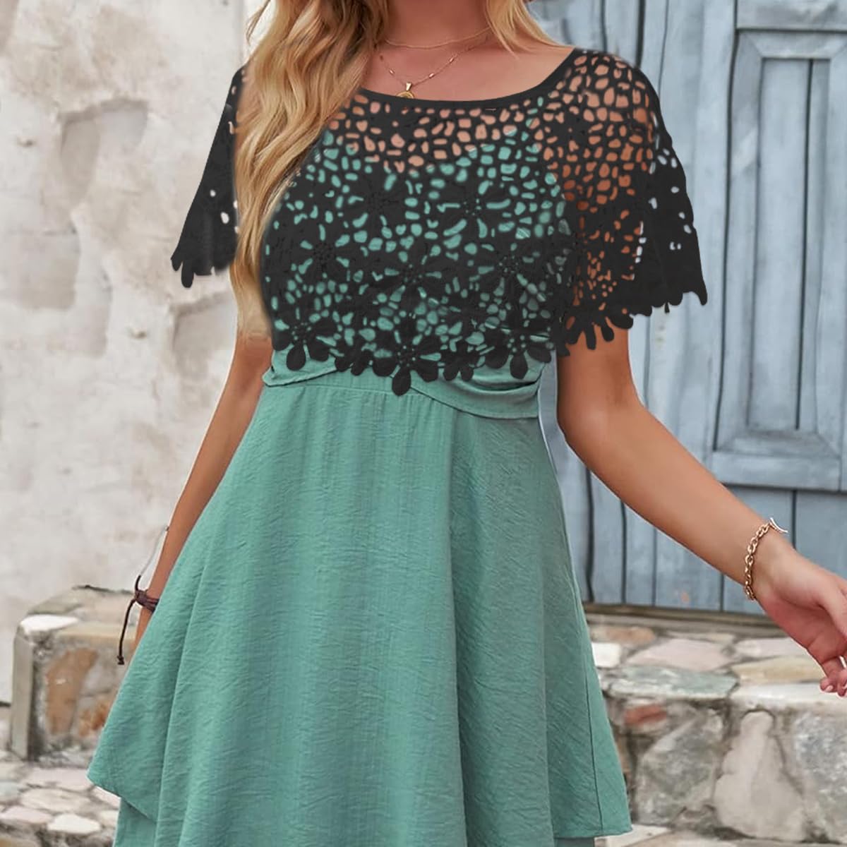 PALAY Knitted Shawl Capes for Women featuring Floral Crochet Pattern and 2 PCS Set | Elegant Cover Up for Beach and Off Shoulder Outfits