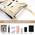 PALAY Hand Bags for Women 30.5 x 37 cm with Double Side Knitting Panda and Flower Design | Acrylic Crochet Tote for Office and College Use