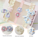 PALAY® 3pcs Headband for Baby Girl, Lace Flower Baby Headband, Bow Hair Bands for Baby, Elastic Baby Hairband, Cute Baby Girl Hair Bands for Toddler Girls Newborn Shower Gifts