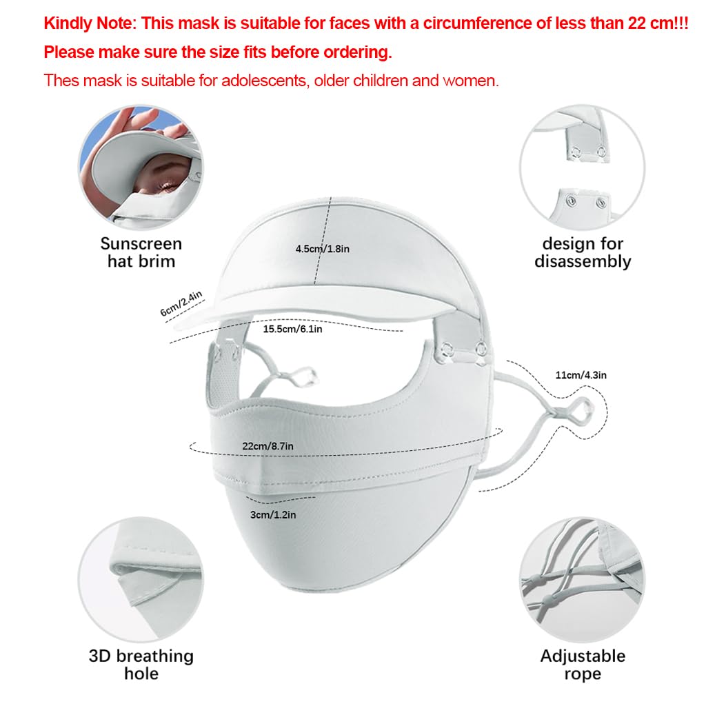 PALAY Full Face Sun Mask for Women UPF 50 with Detachable Brim in Green 3PCS | Cooling Protection for Cycling and Golf