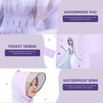 PALAY Raincoat for Kids Girls with Transparent Hood and Backpack Cover | EVA Knee Length Poncho featuring Princess Elsa Print