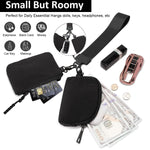PALAY Small Zipper Pouches for Daily Use with Dual Detachable Design Waterproof Nylon | Wristlet Coin and Earphone Organizer for Women