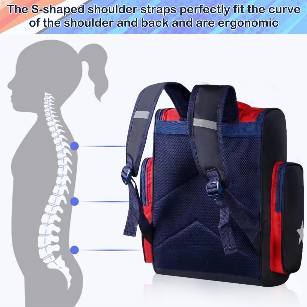 PALAY School Bags for Boys featuring 27x13x38cm Large Capacity and Ergonomic Breathable Design | Waterproof Oxford Backpack for Kids 3–6 Years