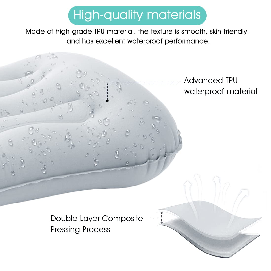 PALAY Travel Air Pillow for Camping and Hiking with Quick Deflate Valve 50×35cm White