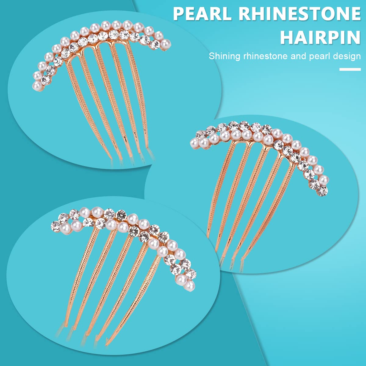 PALAY Pearl Claw Hair Clips Set for Elegant Buns featuring 3 Pcs 7.5×7.8 cm Alloy Pins