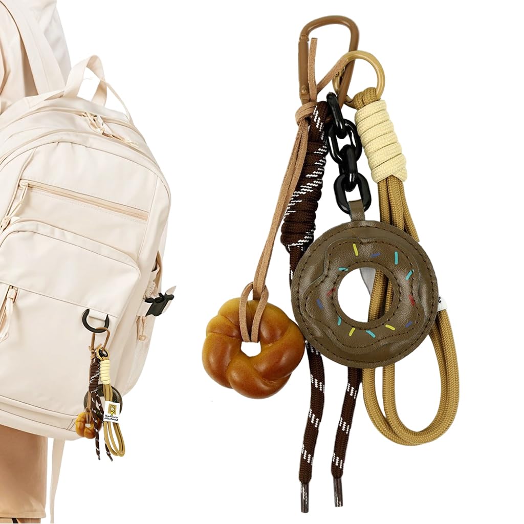 PALAY® Bag Charm Doughnut Keychain Bag Charms for Handbags Cute Nylon Braided Rope Backpack Charm Handbag Charms Gift for Women and Girls