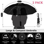PALAY Umbrella for Travel and Outdoor Use with 50in Canopy and Carabiner Handle | Black