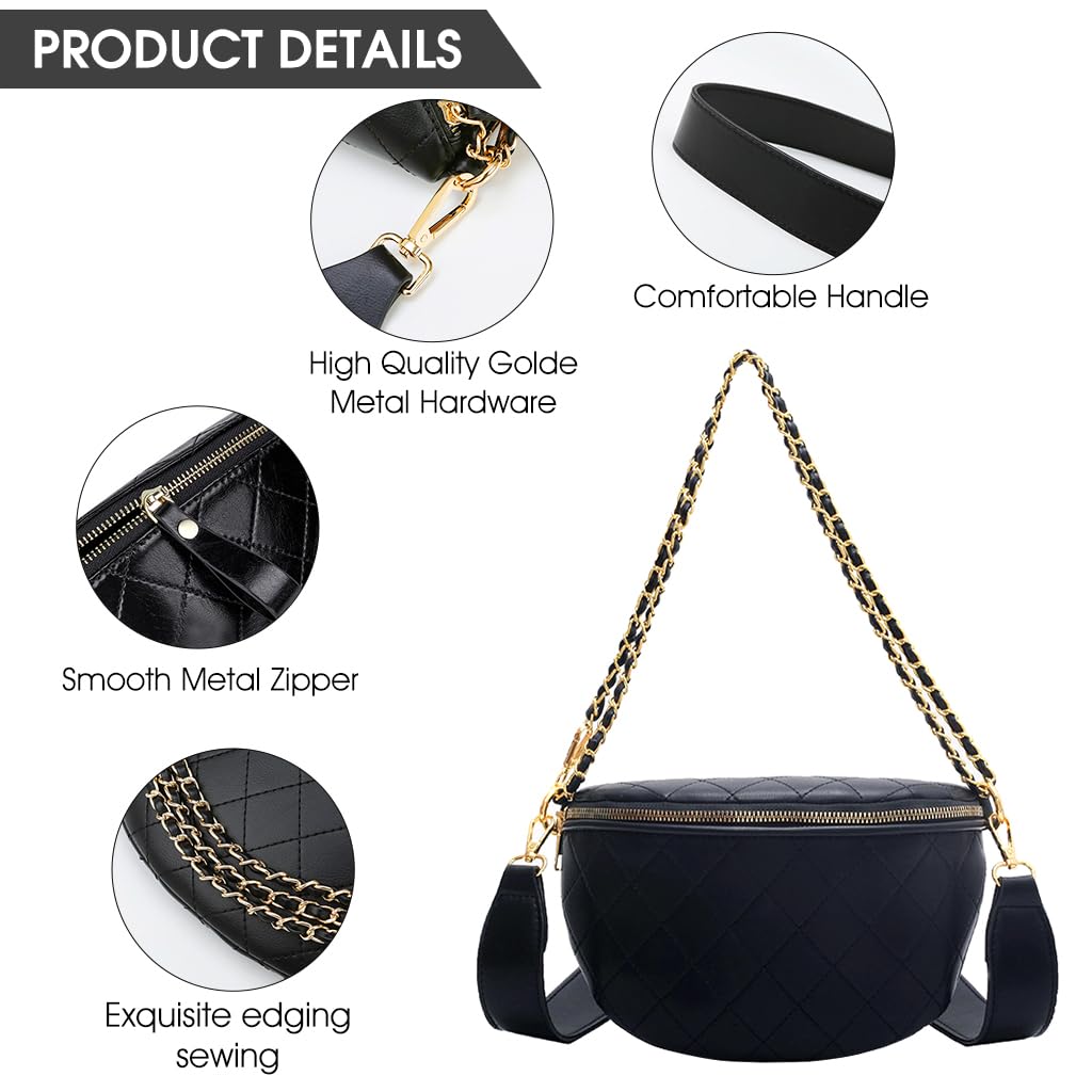 PALAY Sling Bag for Women with 24×9×14 cm Capacity and Adjustable Wide Shoulder Strap | Black PU Leather Crossbody