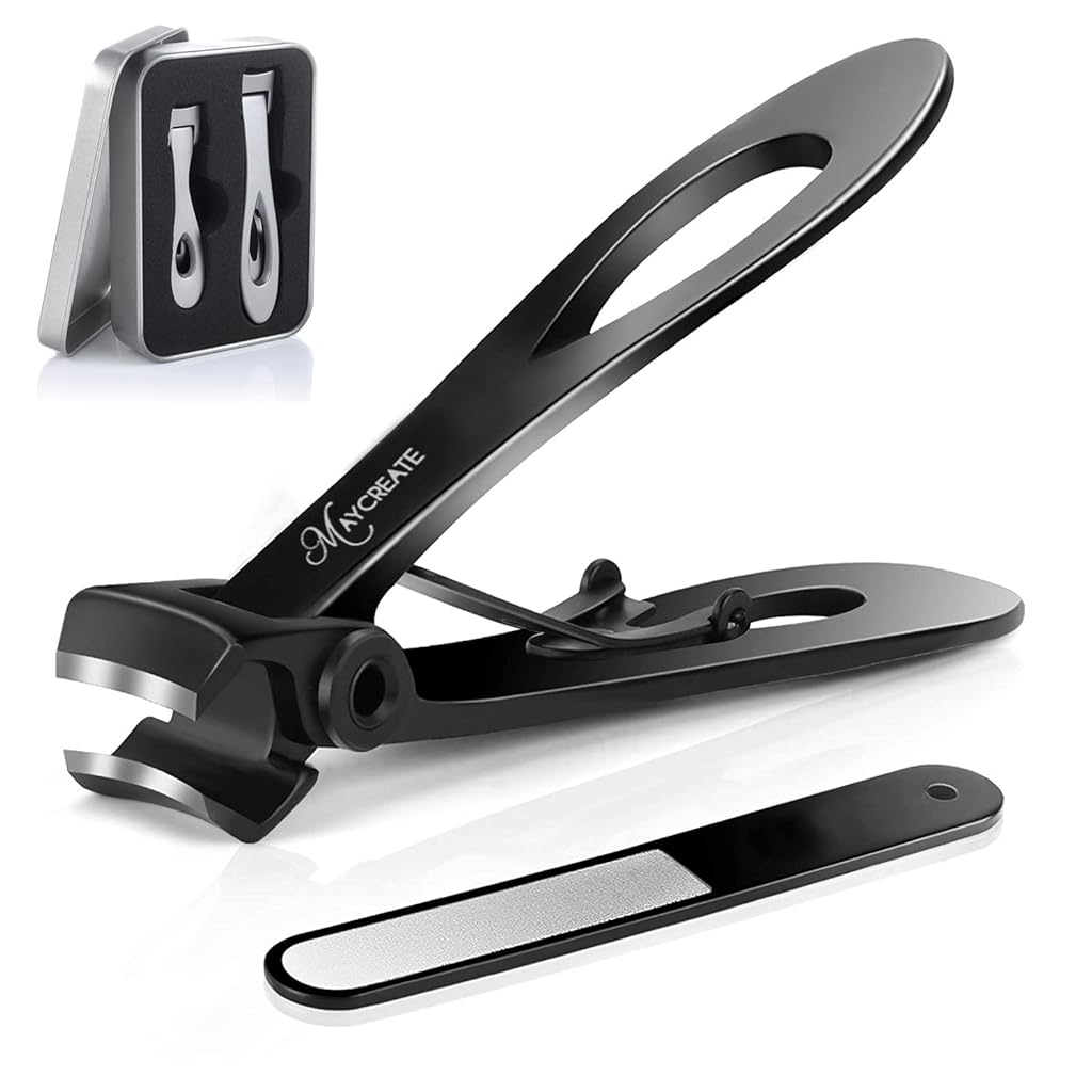 PALAY® Cortaúñas para uñas gruesas, cortaúñas para uñas de los pies, juego de cortaúñas de acero inoxidable con lima de uñas, cortaúñas grande para hombres y mujeres