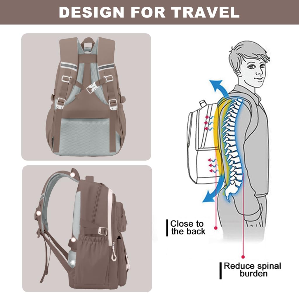 PALAY School Backpack for Travel and Hiking with Dual Handles and Breathable Back Support | Nylon and Oxford Fabric