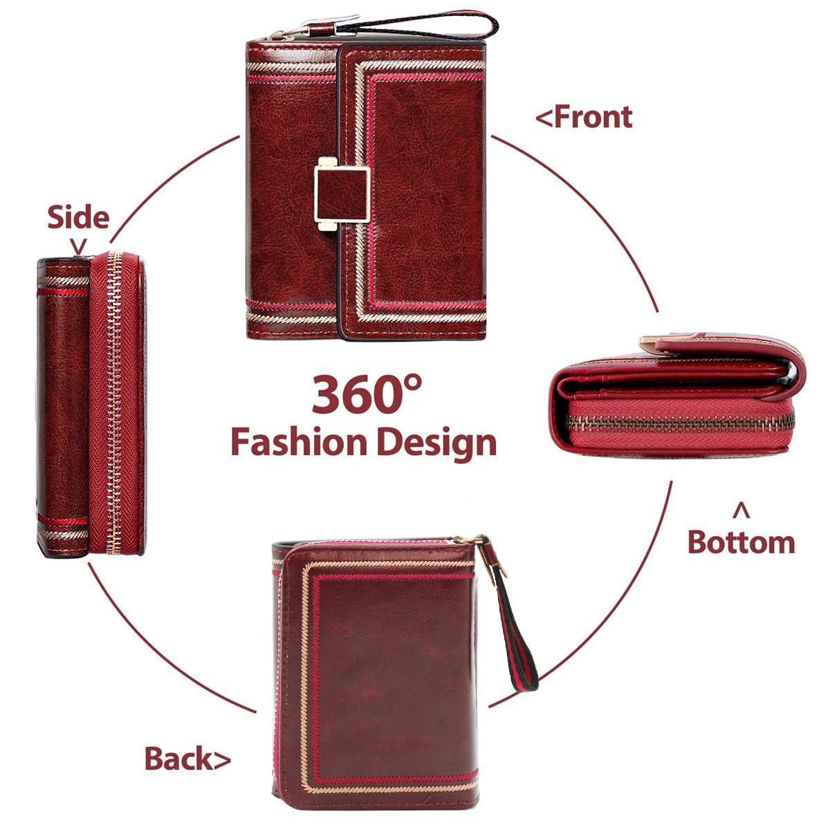 PALAY Mini Wallet for Women with Bifold Design and RFID Protection featuring PU Leather in Vintage Burgundy Red | Compact Purse for Cards and Coins
