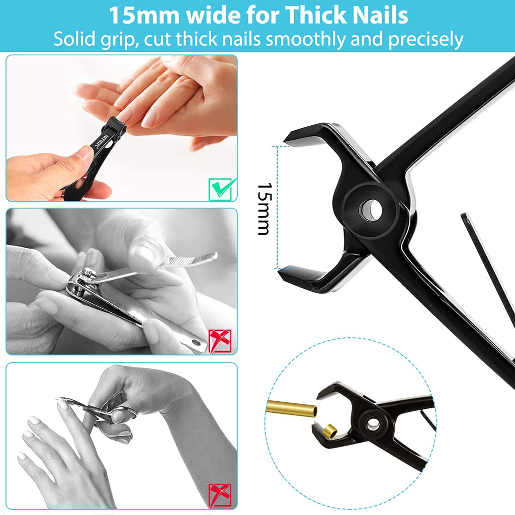 PALAY® Cortaúñas para uñas gruesas, cortaúñas para uñas de los pies, juego de cortaúñas de acero inoxidable con lima de uñas, cortaúñas grande para hombres y mujeres