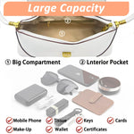 PALAY® Women Shoulder Bag Chic Hand Bag for Women Elegant White Evening Bag Fashion Golden Metal Buckle Design Hand Bag PU Leather Shoulder Bag, 28x9x11cm