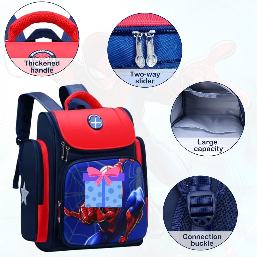 PALAY School Backpack for Boys with 32x19x42cm Capacity and Dual Zipper Design | Waterproof Red Bag for Kids 6–12