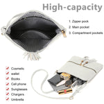 PALAY Leather Crossbody Bag for Women with Dual Tassel Zippers and Adjustable Strap | 24×23 cm Beige PU Shoulder Bag