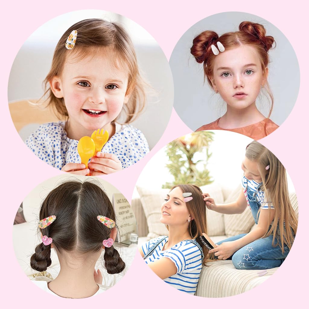 PALAY® 20Pcs Girls Hair Clips 1.5 Inches Cute Floral Print Bangs Hair Clips Stray Hair Clips for Girls Toddlers Shower Gift Hair Barrettes Hair Accessories for Baby Toddler Girls