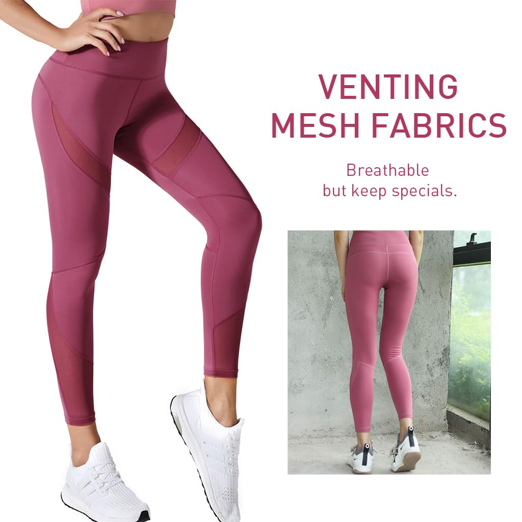 PALAY® Leggings for Women Ankle Length High Waist Yoga Pants for Women Stretchable Tights Slim Fit Soft Gym Pants Sport Active Wear Leggings Clothes for Workout Athletic - (Pink, XL)