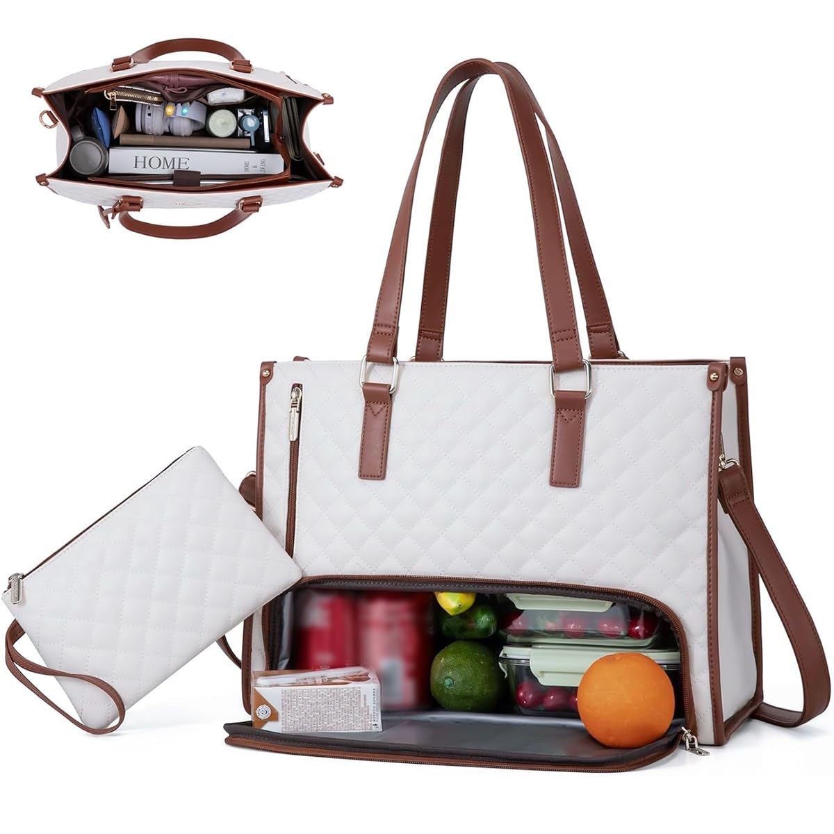 PALAY Tote Bag for Women with Insulated Lunch Compartment and Detachable Shoulder Strap | Travel and Office Use