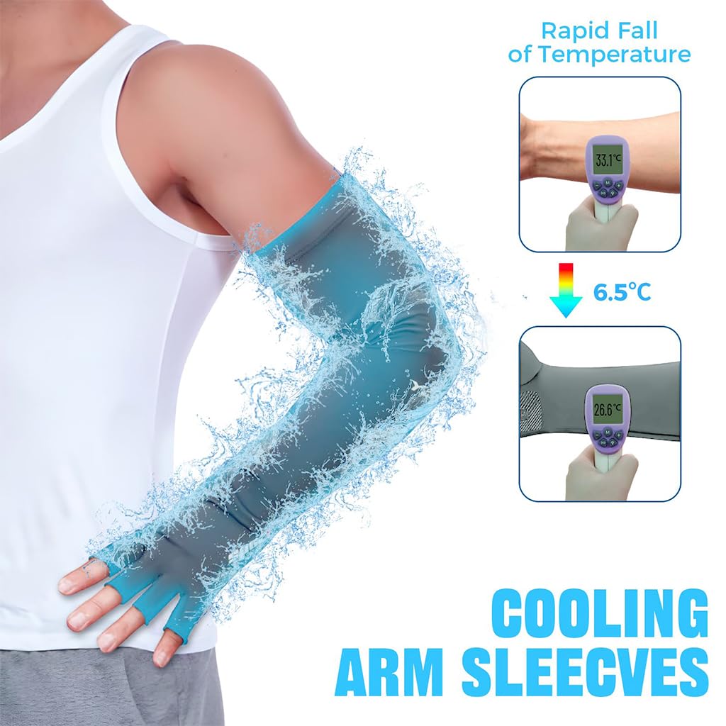 PALAY Arm Sleeves for Sun Protection with Fingerless Gloves and Anti Slip Grip | 1 Pair 3 PCS