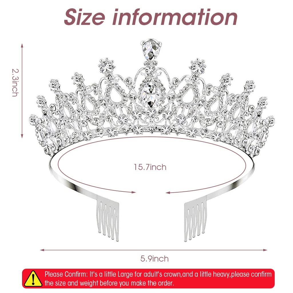 PALAY Crystal Tiara Crown for Weddings and Proms featuring Side Comb Design | Alloy and Rhinestones 5.9×1.8 in