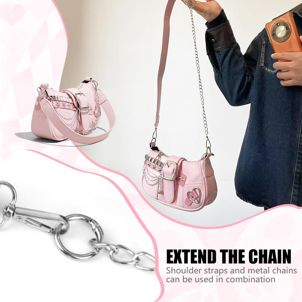 PALAY Shoulder Bag for Women featuring 22.5x3.5x12cm Size and Detachable Chain Strap | Y2K Pink Hobo Style