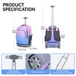 PALAY School Bag for Girls with Wheels featuring Retractable T Bar Handle and 18 in Size