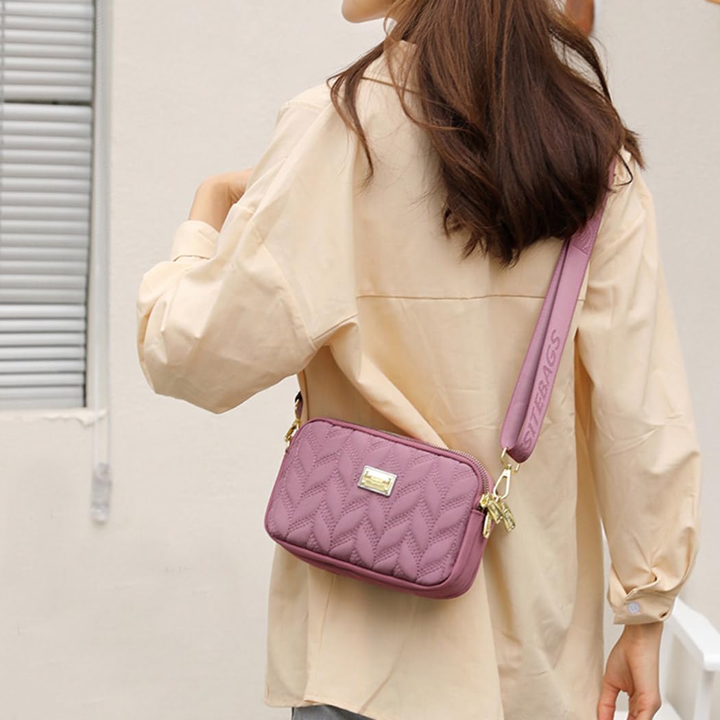 PALAY Phone Sling Bag for Women with Triple Layer Zip-up Design 20x8x13cm Nylon Crossbody