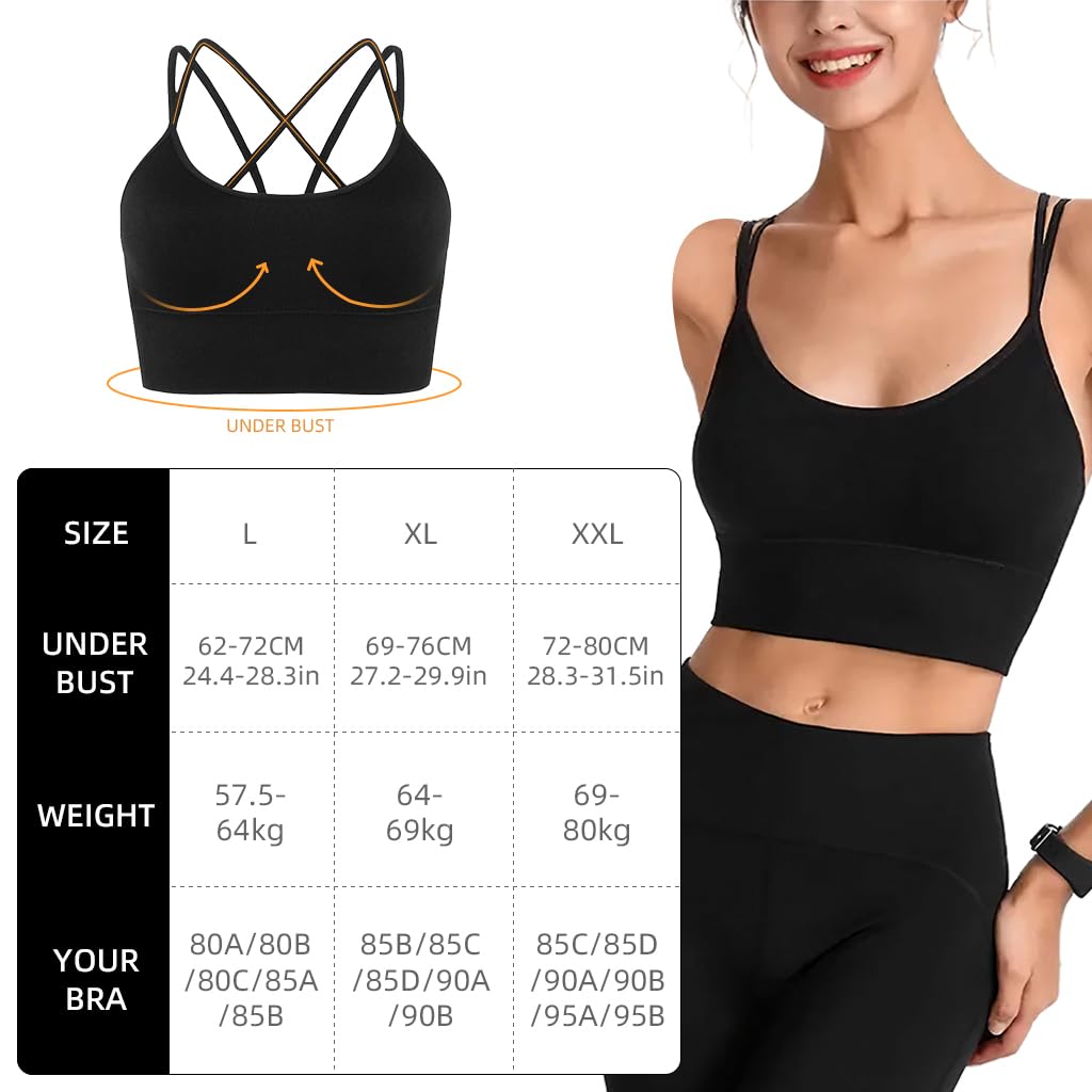 PALAY Sports Bra for Women featuring Cross Back Straps with Padded Nylon Cups | Yoga Workout Top XL