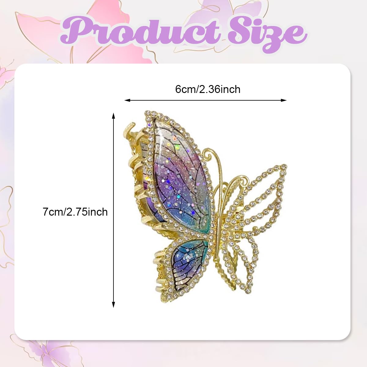 PALAY Butterfly Hair Claw Clips for Women with 3D Metal Enamel Design | Elegant Gift
