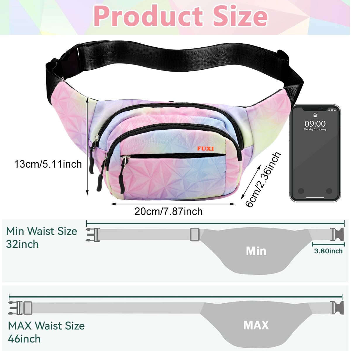 PALAY Waist Bag for Women with Three Zipper Pockets and Quick Release Buckle | Oxford Cloth Travel Fanny Pack