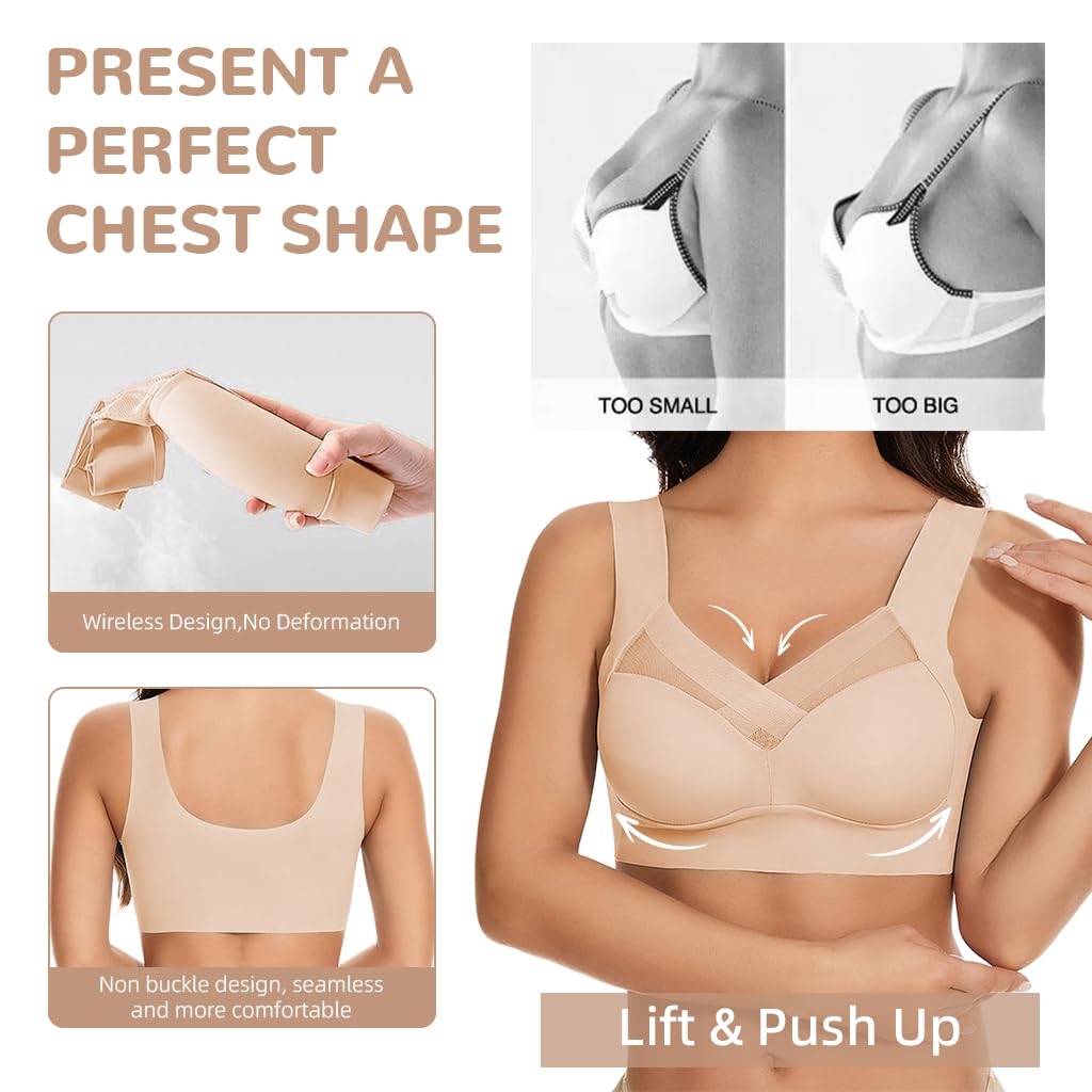 PALAY Seamless Bra for Women with 0.2cm Ice Silk Fabric featuring Wireless Support | XL
