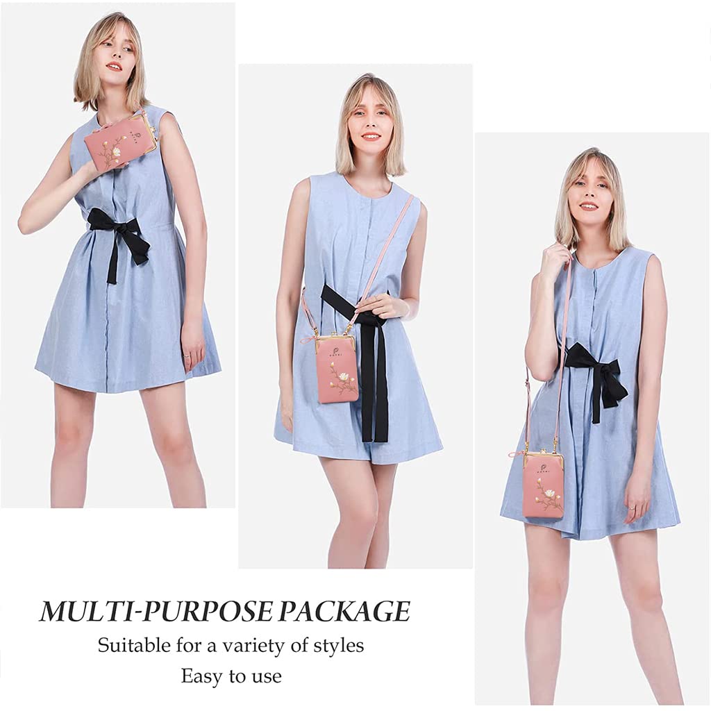 PALAY Womens Small Crossbody Phone Bag for Travel with 7 in Height & Smooth Zipper | Pink PU Leather Wallet Purse