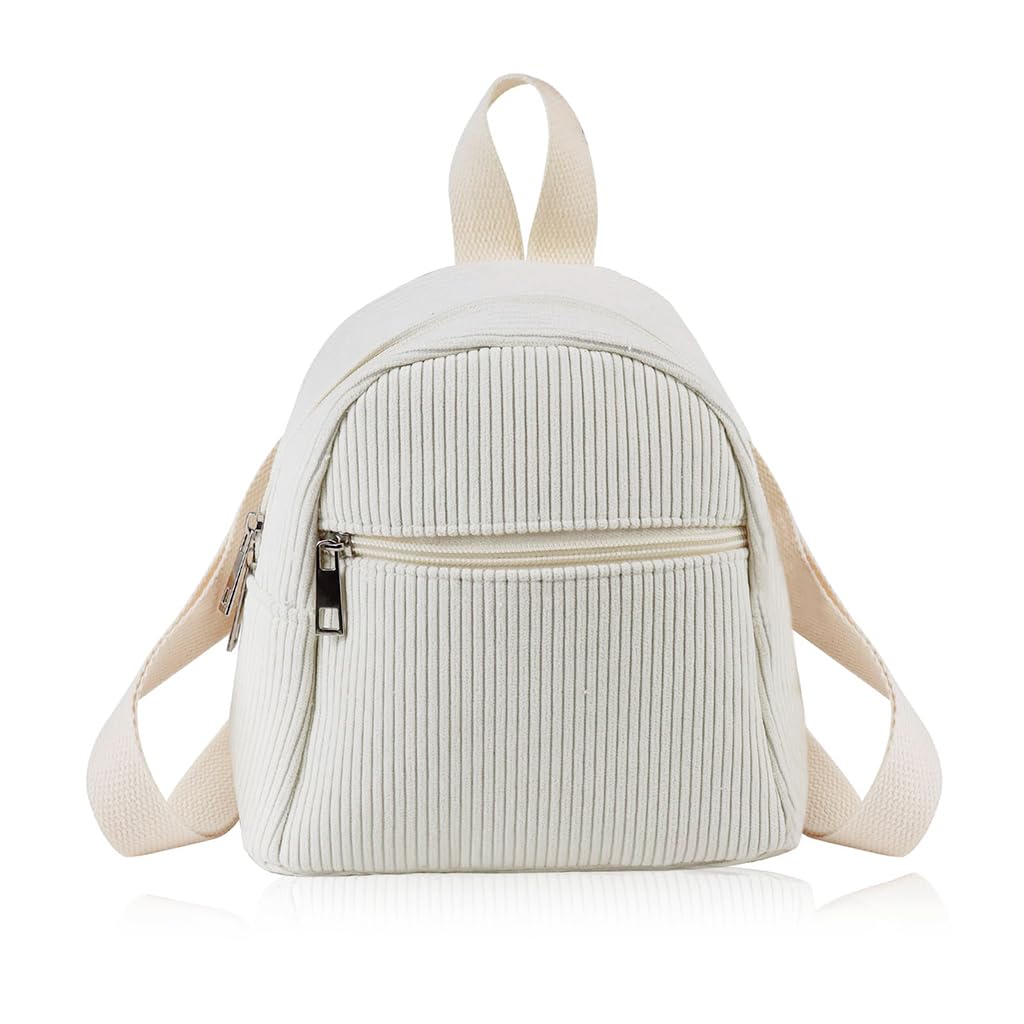 PALAY Small Backpack for Women with Double Layer Zipper 18x11x19 Corduroy Design | Travel and Daily Use