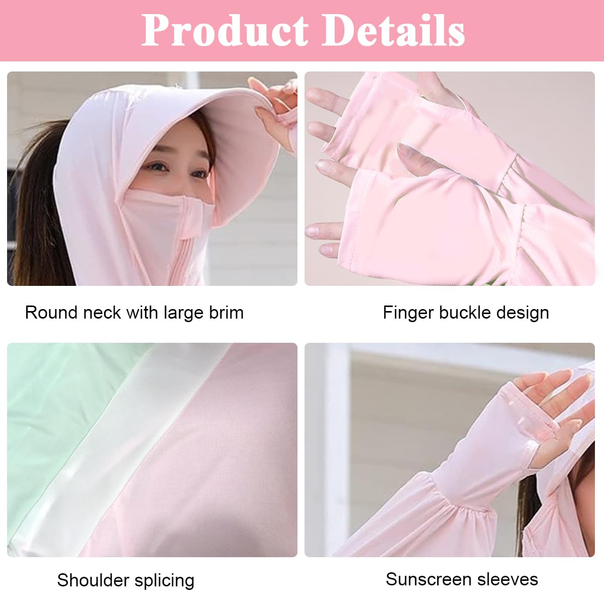 PALAY Sun Protection Hoodie Jacket for Hiking with UPF 50 Fabric and Zipper Design | Pink 3 PCS