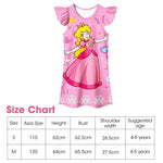 PALAY Girls Princess Dress for Daily Wear with Ruffled Sleeves 64cm Length Pink 5-6Y