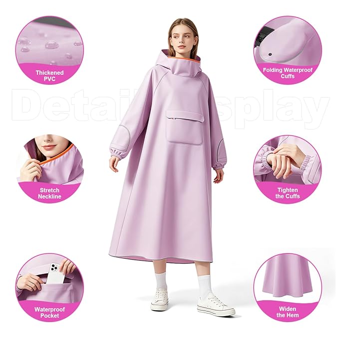 PALAY High Collar Motorcycle Raincoat for Women