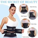 PALAY Waist Trainer for Women with 3 Section Adjustable Buckle 76–82 cm Black Shapewear