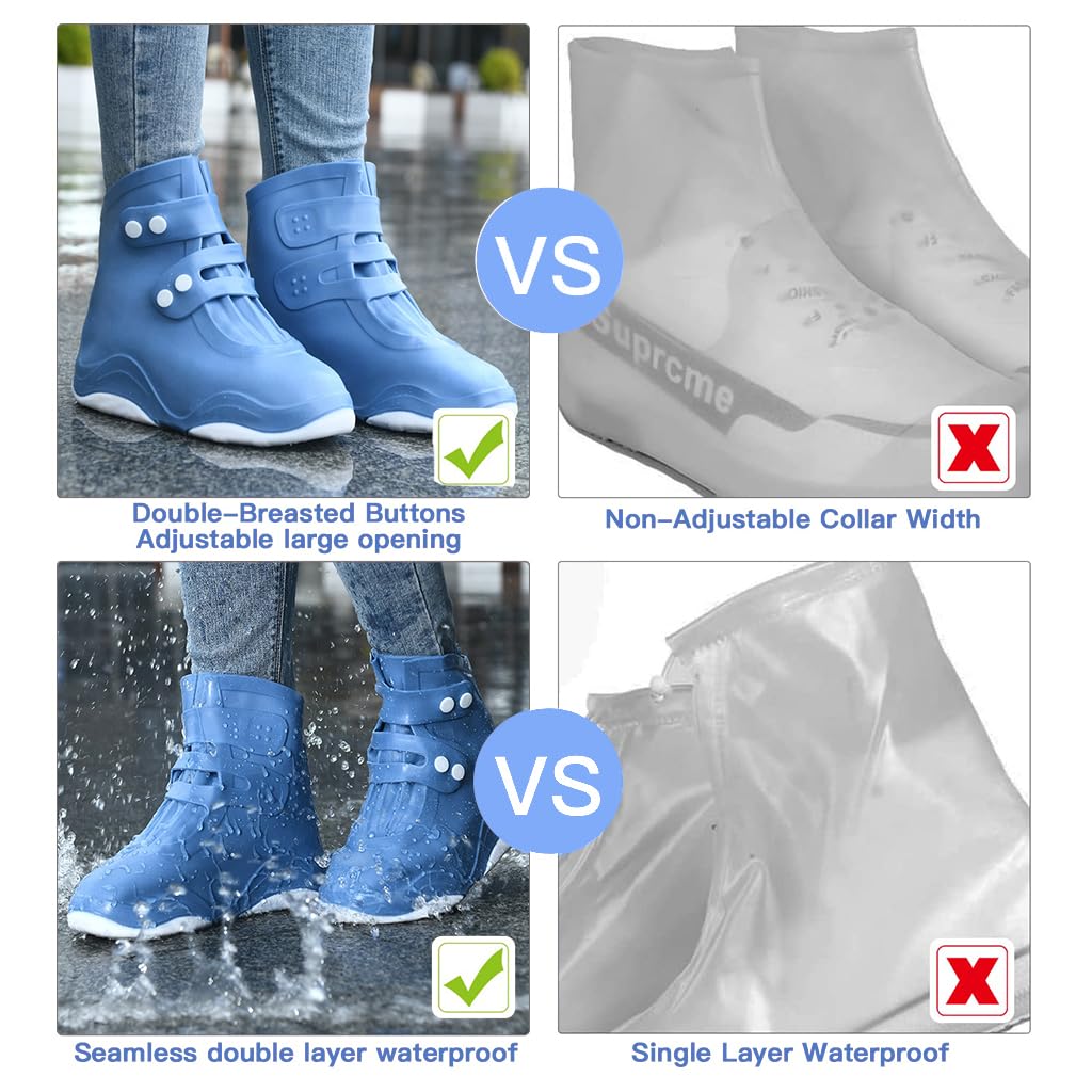 PALAY Waterproof Shoe Covers for Rainy Days with TPE Anti Slip Sole and Snap Closure | 3 PCS
