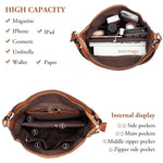 PALAY Shoulder Bag for Women with Removable Crossbody Strap and 31x13x29cm Soft PU Leather | Vintage Brown Spot Patch Tote for Daily Use