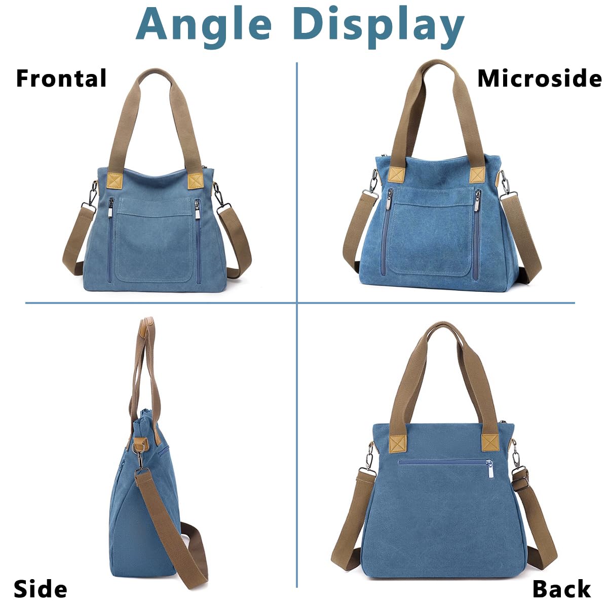 PALAY Handbags for Women with 35×12×32 cm Large Capacity and Detachable Shoulder Strap | Canvas Tote Bag for Daily Use