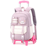 PALAY® School Backpack for Girls Cute Cat Rolling Backpacks with Wheels Water-Resistant Bookbag for School Travel & Daily Use