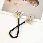 PALAY Juda Hair Bun Accessories for Women with Hidden Wire & White Floral Rhinestones | Quick Bun Maker for Daily and Party Hairstyles