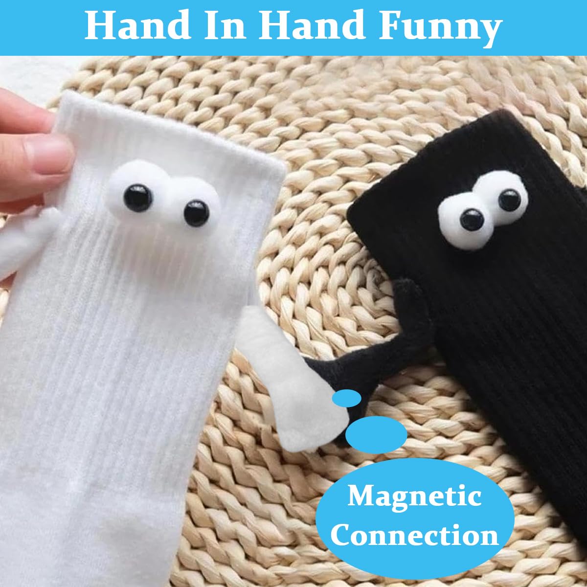 PALAY® 2 pair Cotton Socks Unisex Socks Funny Couple Socks Ankle Socks for Men Women Home Socks Floor Socks Friendship Gift Christmas Gift (Black & White)