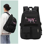 PALAY® Blackpink Bags For Girls School Backpack Blackpink KPOP Theme Prints With USB Charging and Headset Port Backpack for Student College School Bag for Girls Boys