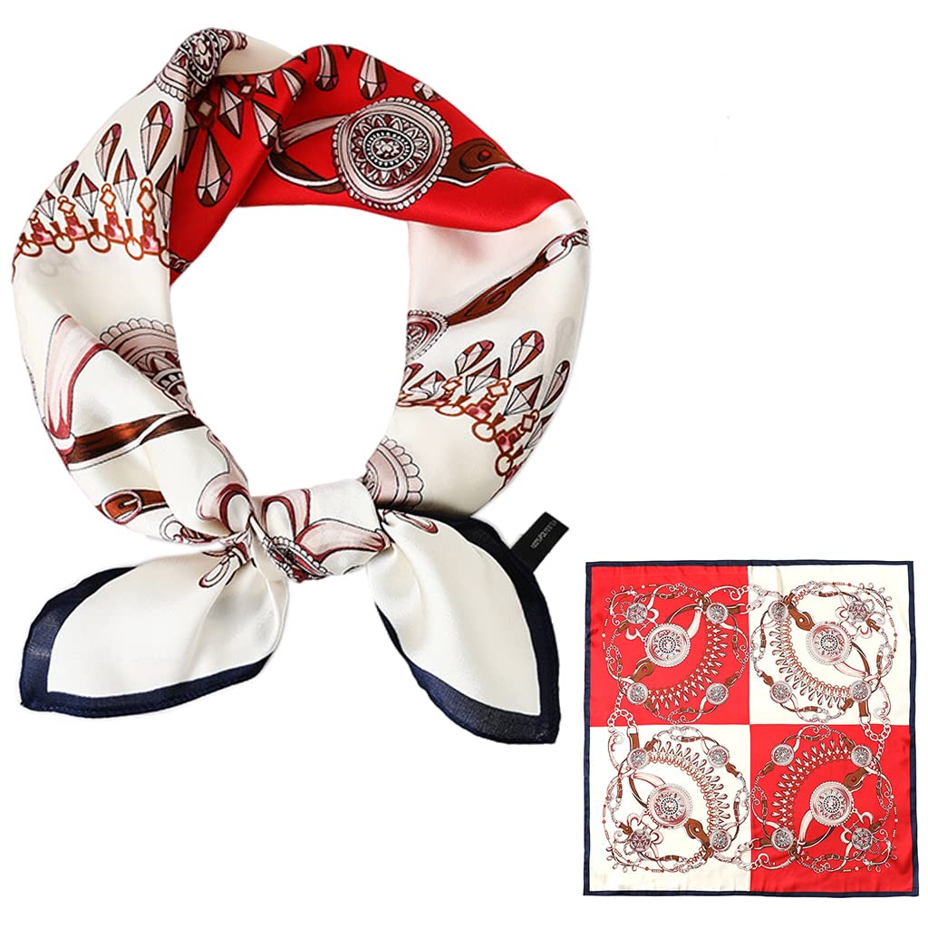 PALAY Satin Square Scarf for Women featuring 23×23 in design with silky polyester | Red